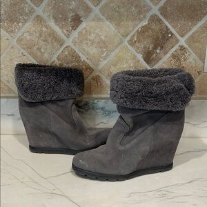 UGG Gray Suede Wedge Boots